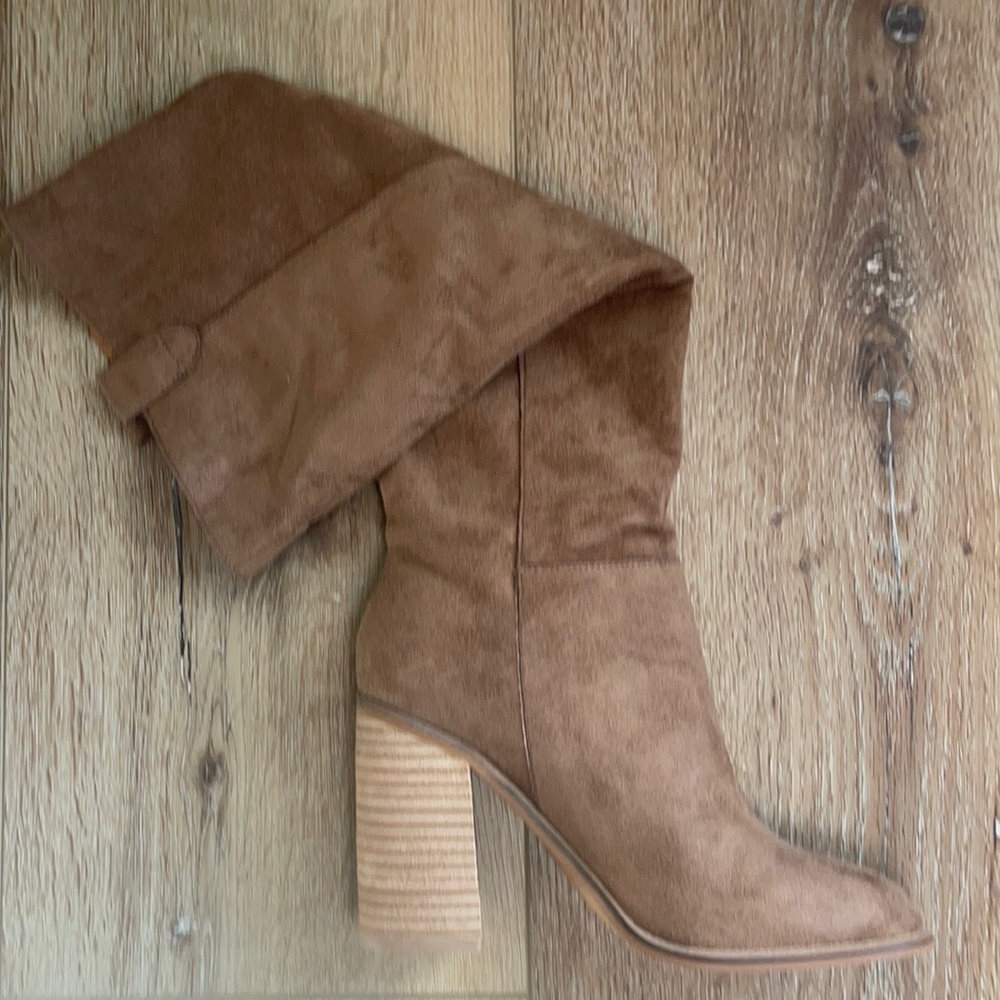 Brand new in box knee height brown slouch suede boots